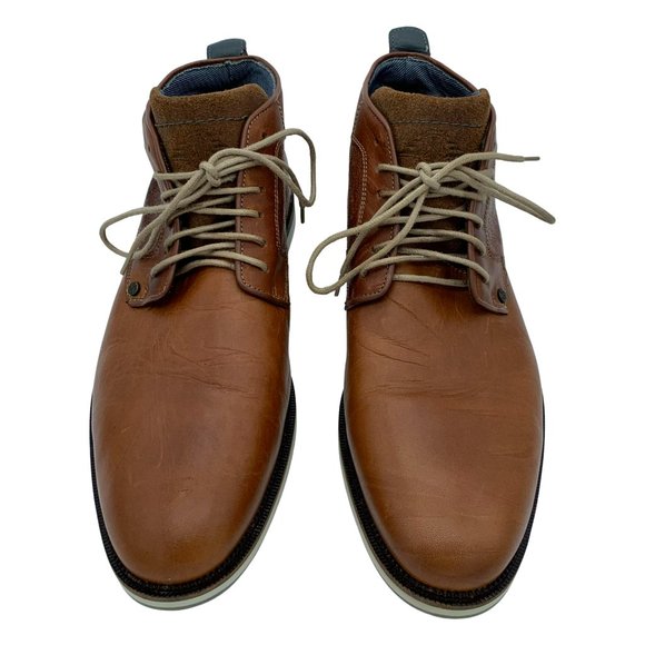 BULL BOXER Leather Oxford Cognac Ankle Boots - Picture 2 of 9